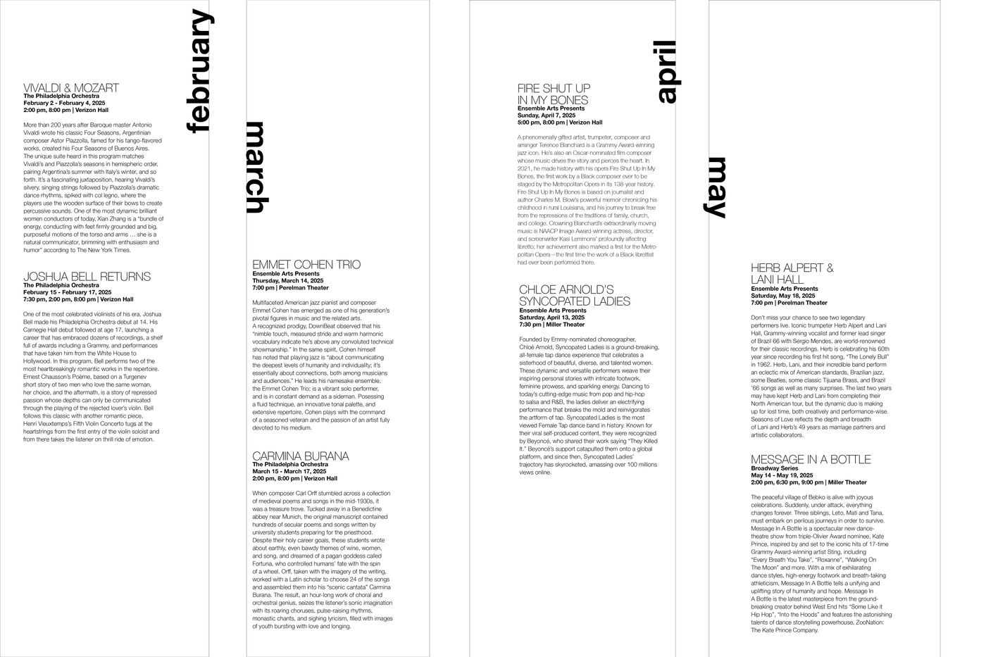 Ensemble Arts mailer layout two.